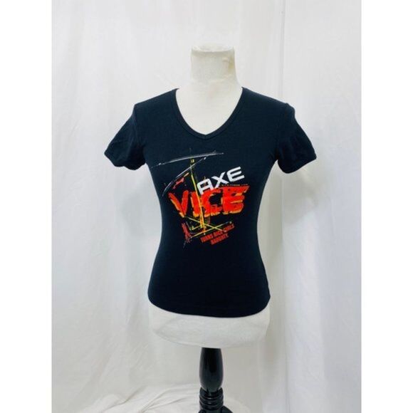 Axe Body Spray Girl’s Size Medium Promotional Shirt Tom Apparel Group Black - Picture 2 of 8